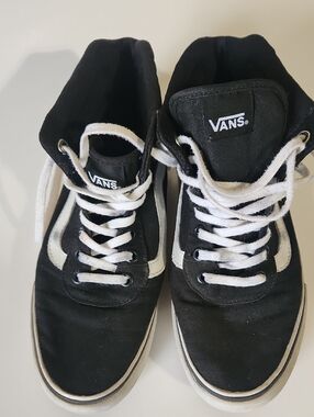 Vans Black and White High-Top Skate Sneakers